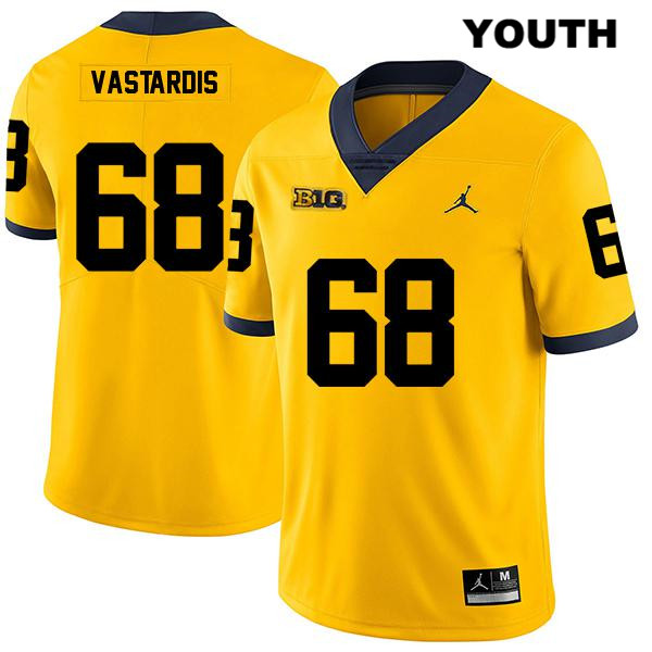 Youth NCAA Michigan Wolverines Andrew Vastardis #68 Yellow Jordan Brand Authentic Stitched Legend Football College Jersey LP25P47EY